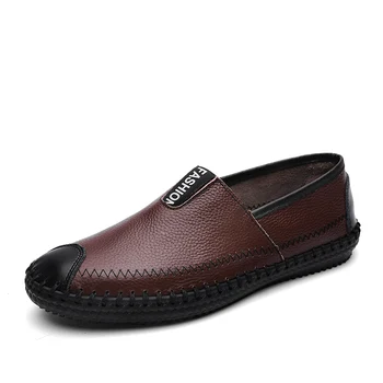 

Leather Men Casual Shoes Fashion Trendy Men Flats Mens Loafers Moccasins Breathable Slip on Black Driving Shoes Drop Shipping