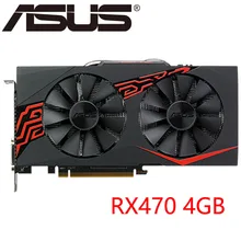 Видеокарта ASUS RX 470 4GB 256Bit GDDR5 Графика карты для AMD RX 400 серии VGA карты RX470 DisplayPort 570 580 480 б/у