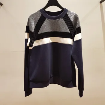

Women Hoodie Striped Sports and Leisure Knitted Jumper