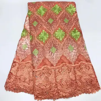 

Green Orange Gold Wine Blue African Lace Fabric Embroidered Nigerian Guipure for Wedding High Quality French Tulle Lace Fabric