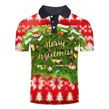 Рождественская серия, Мужская рубашка поло, 3D, рождественский подарок, футболка с принтом, мужская летняя рубашка с коротким рукавом, Мужская модная рубашка