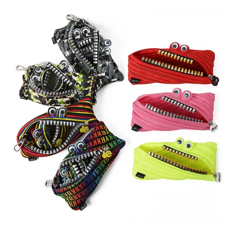 

Kawaii Zipper Monster Pencil Case Cute Pencilcase Box Bag for Kids Boys Girls Back to School Gift Supplies Big Stationery
