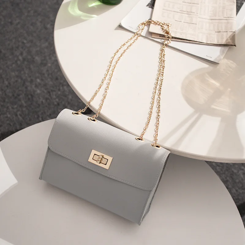 Британская мода, простая маленькая квадратная сумка, женская дизайнерская сумка, Высококачественная сумка из искусственной кожи с цепочкой, сумки на плечо для мобильного телефона - Цвет: Gray