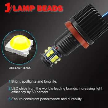 

H8 Car LED Lights 2pcs Lamp Accessories For BMW E92 E93 E63 E70 X5 X6 6500K Headlight