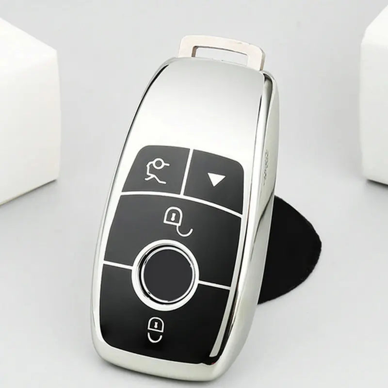 silver TPU высокого качества автомобильный брелок для ключей корпус сумка защитный ключ кольцо для Mercedes Benz E Class W213 S класс автомобильные аксессуары - Название цвета: silver