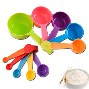 

5 Pcs Rainbow PP Measuring Cups and Spoons Kitchen Tools Gadgets Cooking Baking Tool Set Safty Food Meaure Accessories