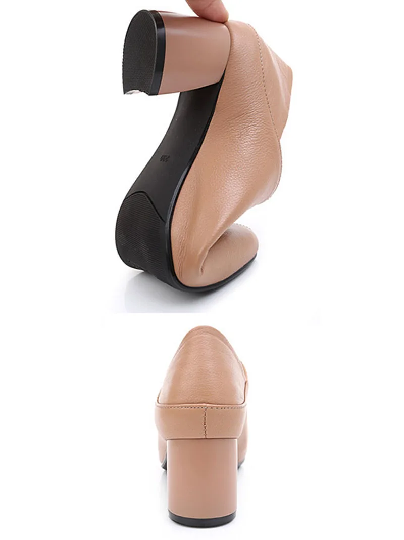 2020 Spring Autumn New Women's Shoes Fashion Thick Heel Round Head Leather High Heels Women Wedding Shoes Ladies Pumps VT725 (13)