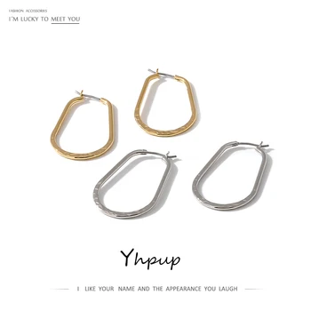 

Yhpup Korean Geometric Hoop Earrings Temperament Copper 16 K Minimalist Jewelry Brincos for Women Office Accessories Gift 2020