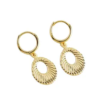 

Leouerry 925 Sterling Silver Earrings for Women Exaggerated Oval Hollow Waterdrop Ripple Hoop Earrings Female Bohemian Jewelry