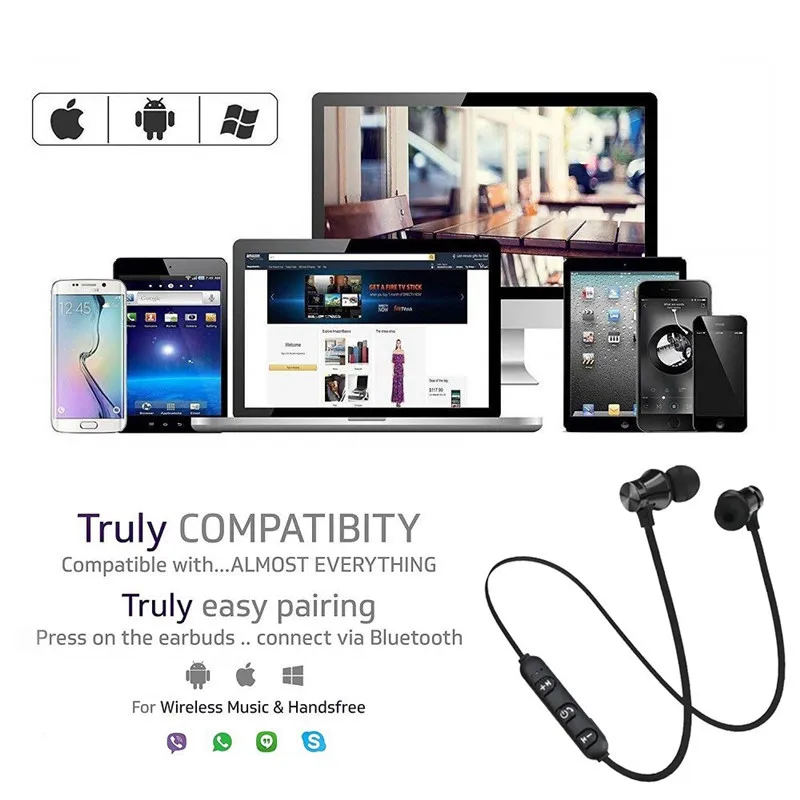 Магнитные Bluetooth беспроводные стерео наушники Спортивная гарнитура для iPhone X 7 8 samsung S8 Xiaomi huawei водонепроницаемые наушники с микрофоном