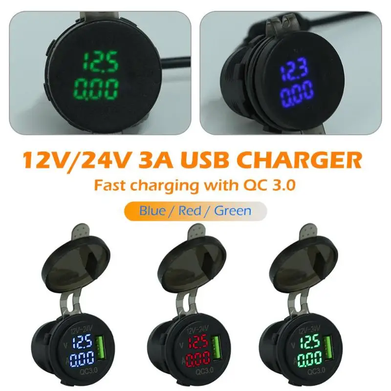 Автомобильное зарядное устройство с USB портом 12 24 В 3 А QC 0|Адаптер питания| |