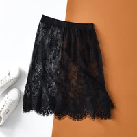 2023 nouveau mode automne hiver, glissades femmes Casual dentelle perspective Mini jupes dames basique jupe jupon sous-jupe 2