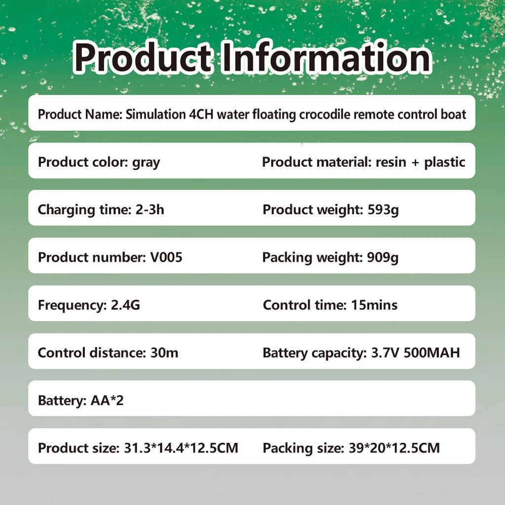 Flytec V005 2,4 ГГц симулятор RC крокодил лодка 15 км/ч дистанционное управление RC лодка для вождения водоплавающая защита бассейна пародия игрушки