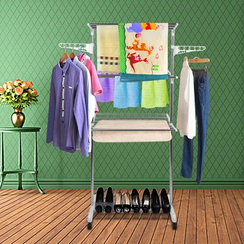 

Hangers for Clothes Three-layer Collapsible Stainless Steel Drying Rack Hanger Removable Baby Hanger Home Clothes Storage HWC