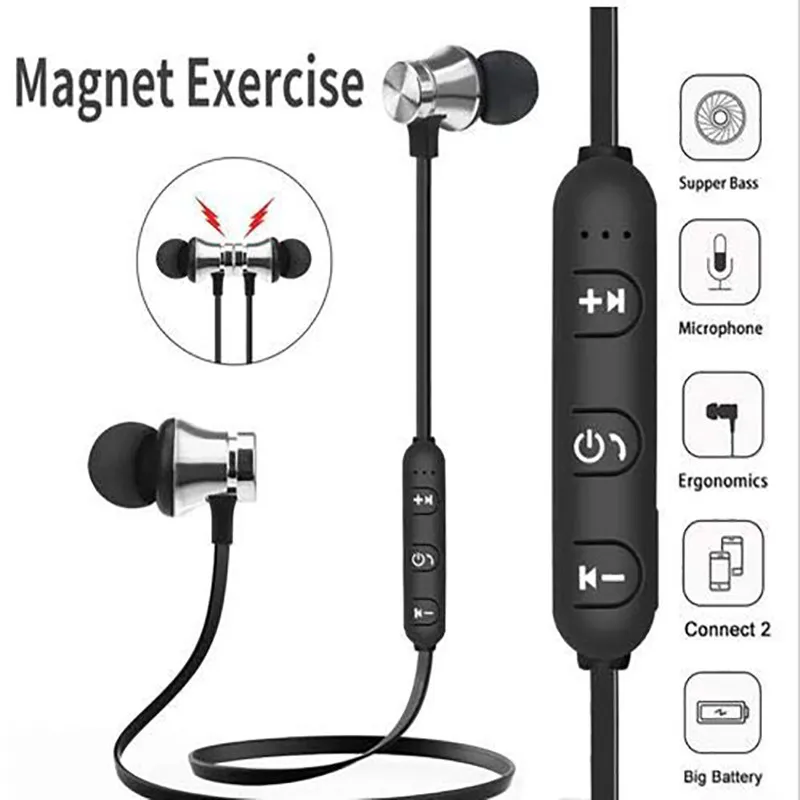 Магнитный дизайн шейным Bluetooth наушники беспроводные наушники стерео наушники шумоподавление Гарнитура микрофон с зарядным кабелем