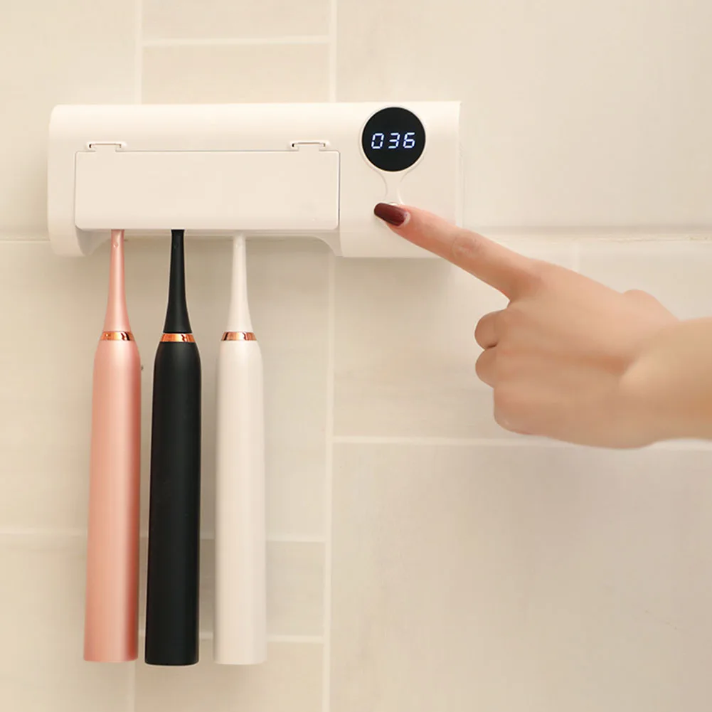 

2 In 1 Toothbrush Sterilizer USB Charging UV Disinfection 360 Degrees Wall Mount Detachable Multifunctional Bathroom Low Noise