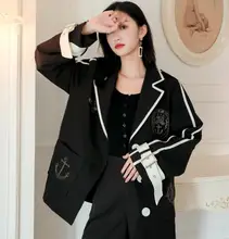^#Cheap 2019 Autumn Winter New Womens Lazy Contrast Small Suit Jacket England College Wind Suit Korean Fashion Clothing Single Breasted ^#Cheap 2019 Autumn Winter New Womens Lazy Contrast Small Suit Jacket England College Wind Suit Korean Fashion Clothing Single Breasted