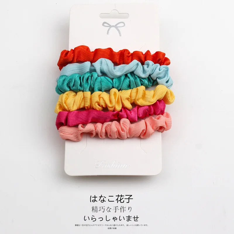 

CN 6pcs/sets Solid Color Hair Ties For Girls Satin Scrunchies Stretch Ponytail Holder Elastic Hair Scrunchie Pack
