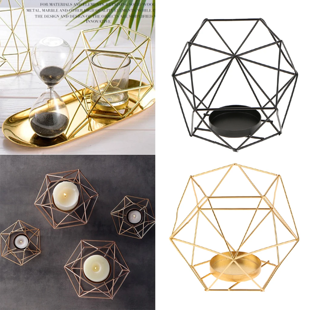 8x Nordic Style Geometric Candle Holder Iron Tea Light  Candlestick Tabletop