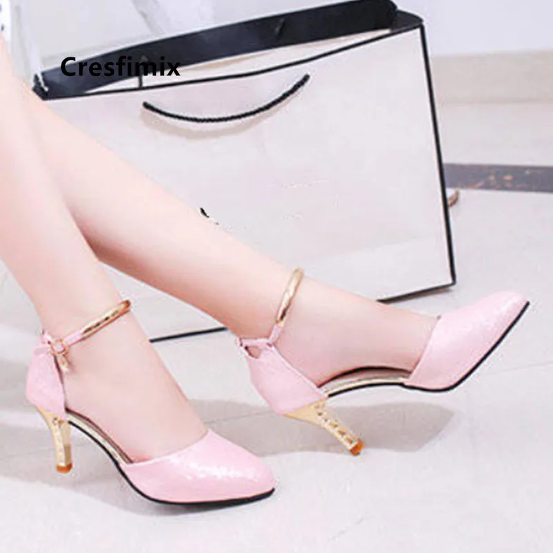 Marlisasa-zapatos de tacón alto con hebilla rosa para mujer, calzado de piel sintética con tacón de aguja, color blanco, para fiesta y Club nocturno, F5776
