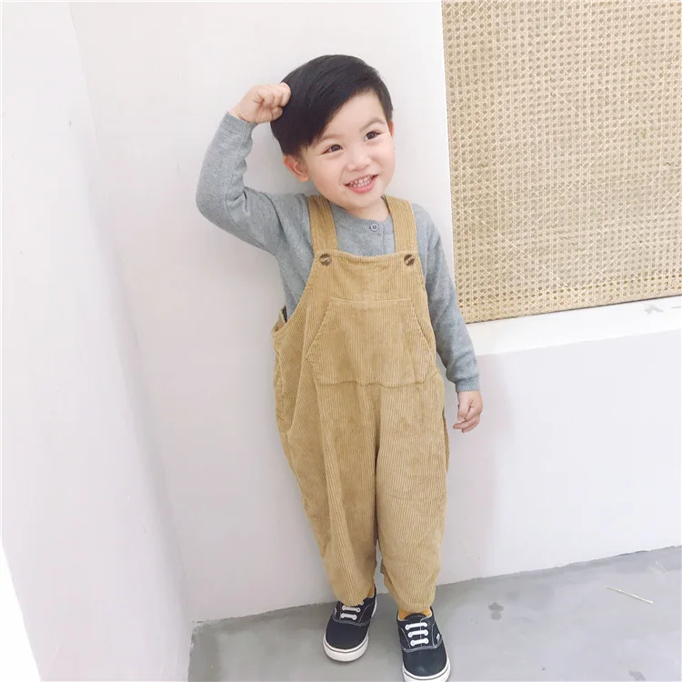 

Men And Women Children Autumn Suspender Pants 2019 Children Corduroy Suspender Pants Corduroy Large Pocket Suspender Pants Strap