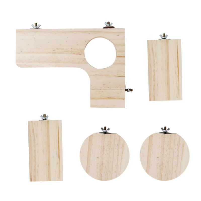 Natural Wood Hamster Stand Platform 5Pcs Rat Activity Playground Chinchilla Cage Accessories with Washers for Birds O11 21 pet toys hamster toy small animals pet exercise toy pet bird toy hamster climbing toy