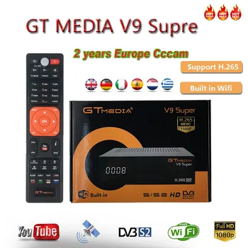 

Original GTMedia V9 Super DVB-S2/S Full HD H.265 HEVC Satellite TV Receiver Built-in WiFi +Stable 2 Year Europe Spain 6 Clines