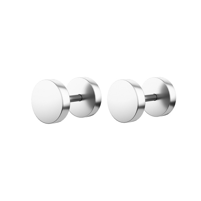 Plugs Faux Gauges Earrings for Men Women Stainless Steel Studs Circle Flat Back Cheater Tunnels Dumbbell Punk Ear Piercing