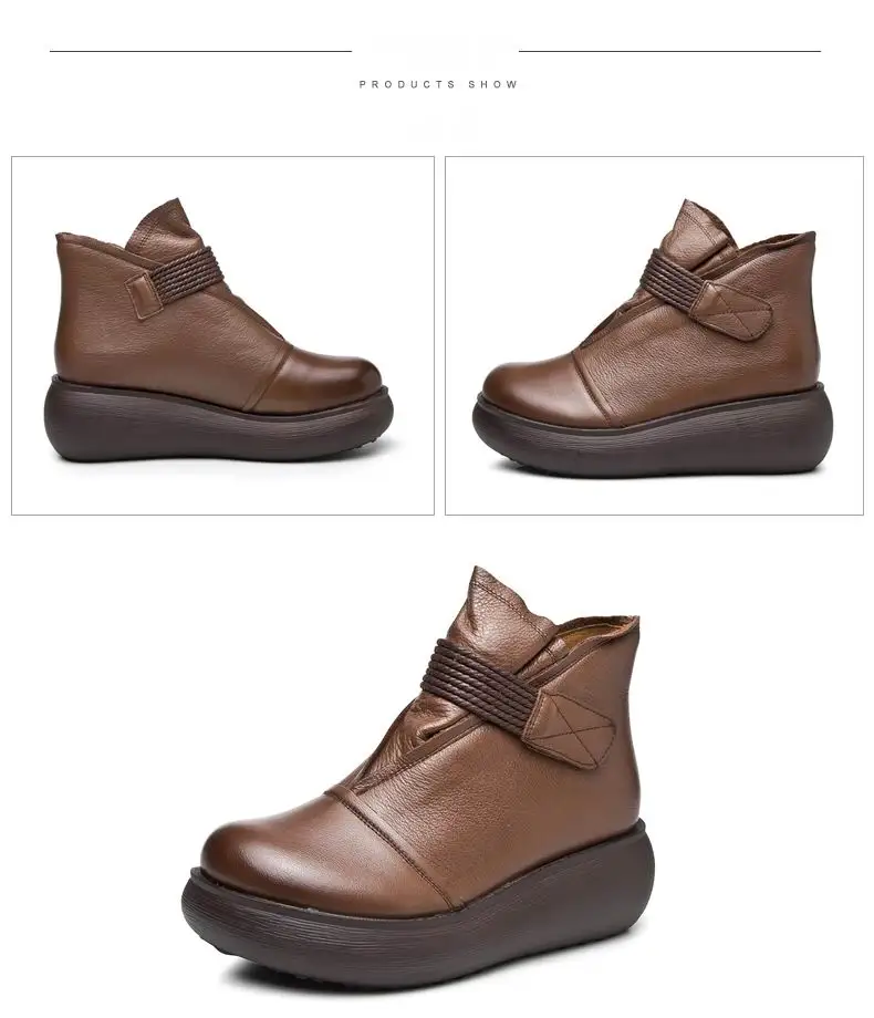 GKTINOO/Модные женские ботинки из натуральной кожи; зимняя обувь; повседневные Мокасины; женские ботинки; обувь на танкетке; обувь ручной работы; женские ботинки