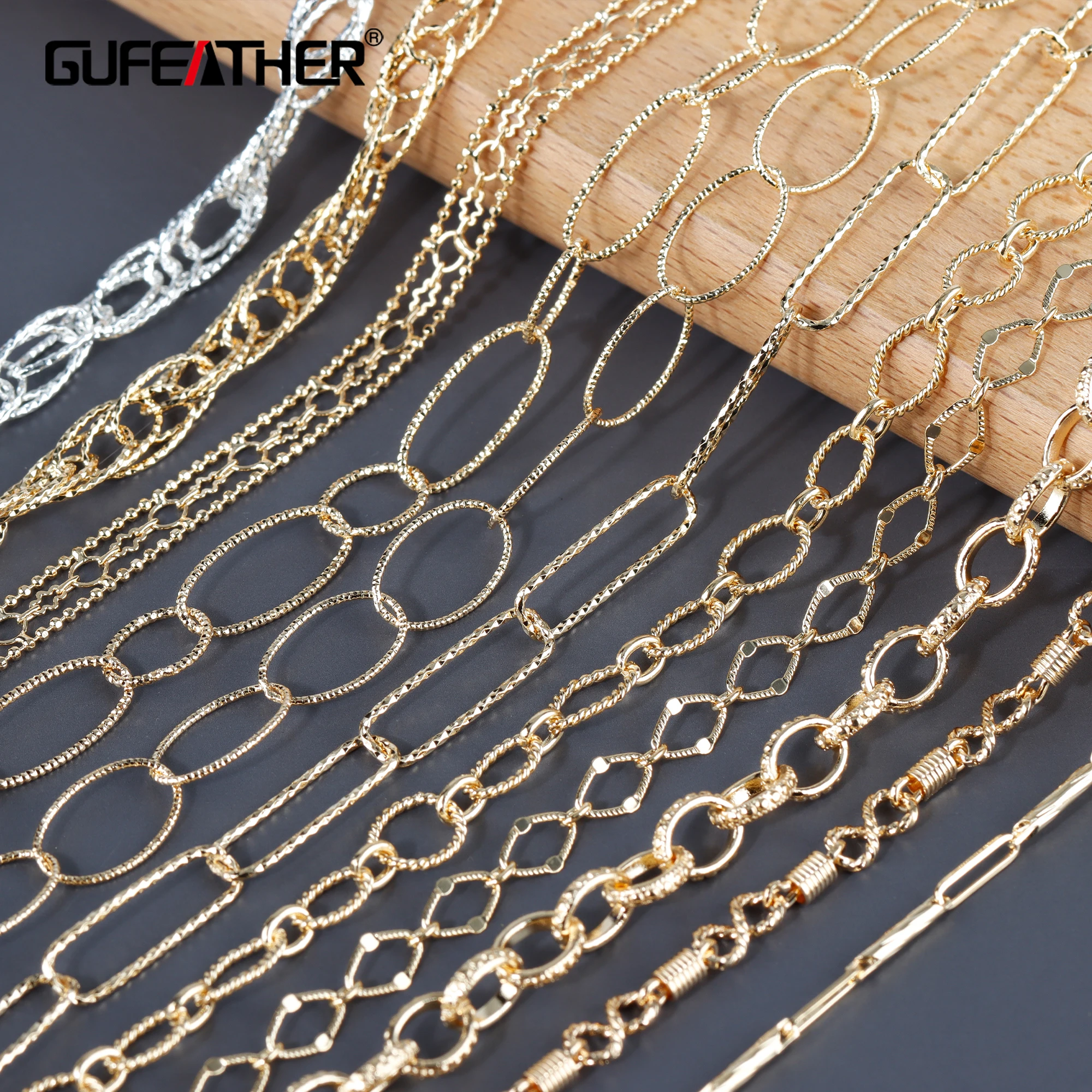 

GUFEATHER C192,diy chain,18k gold plated,copper metal,pass REACH,nickel free,charms,jewelry making,diy bracelet necklace,1m/lot