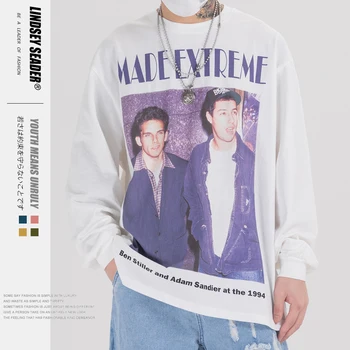 

Lindsey Seader 2020 Men Streetwear Hip Hop Print T Shirt Long Sleeve Harajuku Tshirt Oversized Loose T-shirt Cotton Tops Tees
