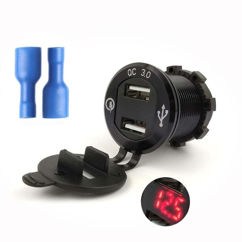 Алюминий 12V 24V QC 3 0 мотоцикл Разветвитель Прикуривателя Зарядное устройство