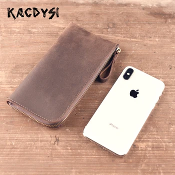 

Nature Cow Leather Retro Men Money Cash Wallet Zipper High Quality Simple Clutch Purse Popular Classic Phone Bag Coin Pocket New