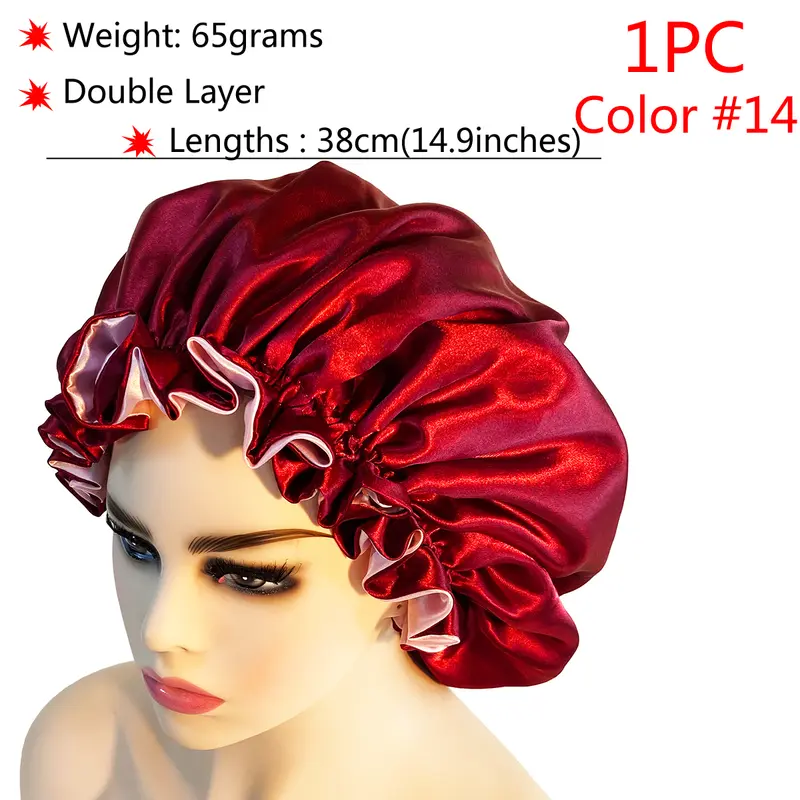 New Silk Sleeping Cap Night Hat Head Cover Bonnet Satin Cheveux Nuit For Curly Hair Care Women Beauty Maintenance Designer - Image 22