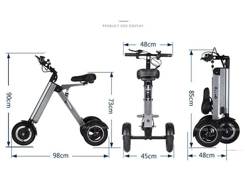 Daibot 10 Inch Electric Tricycle Scooter Three Wheels Electric Scooters Foldable Kick Scooter Electric 36V 250W Range 45KM (16)
