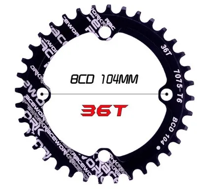 Einzigen geschwindigkeit система Breite kettenblatt 104 BCD RUNDE 32 t 34 t 36 t 38 t MTB 11 s 10 s 9 s 1*11 Kurbel Kettenblatt R - Цвет: black 36T round