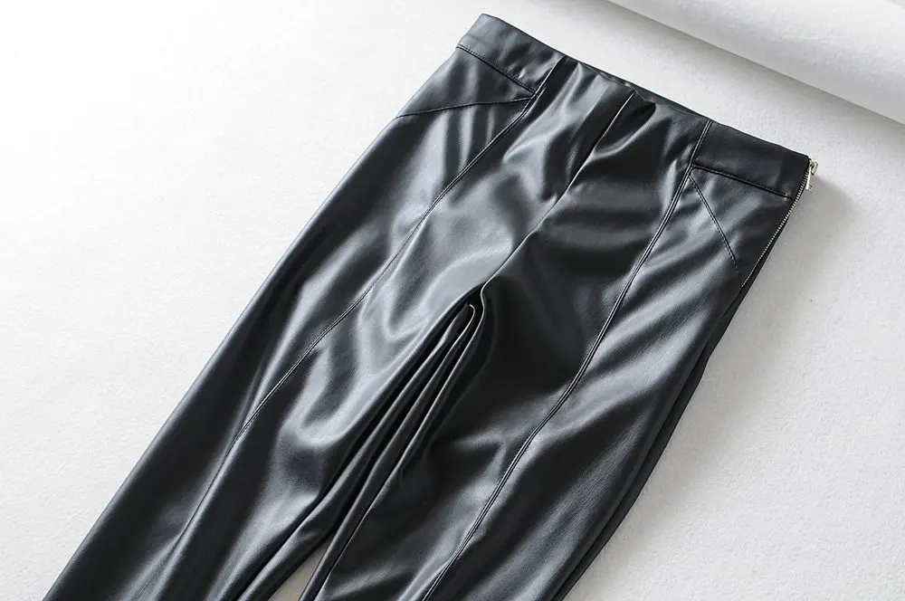 Черные, белые обтягивающие штаны из искусственной кожи, женские тянущиеся брюки-карандаш, женские осенние, зимние длинные брюки на молнии