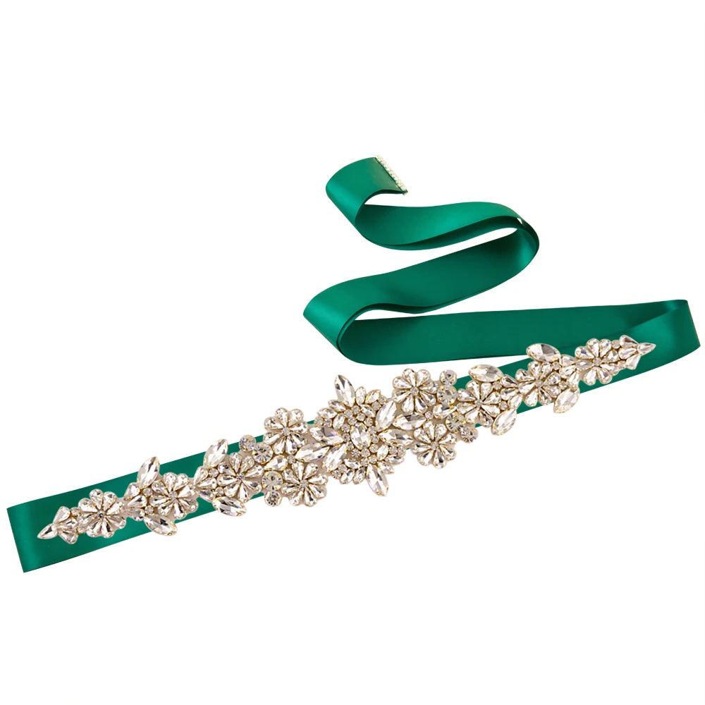 TRiXY S325-RG с украшением в виде кристаллов Стразы свадебные пояса ленты с кристаллами Свадебные пояса свадебные туфли для подружки невесты; платья аксессуары - Цвет: green