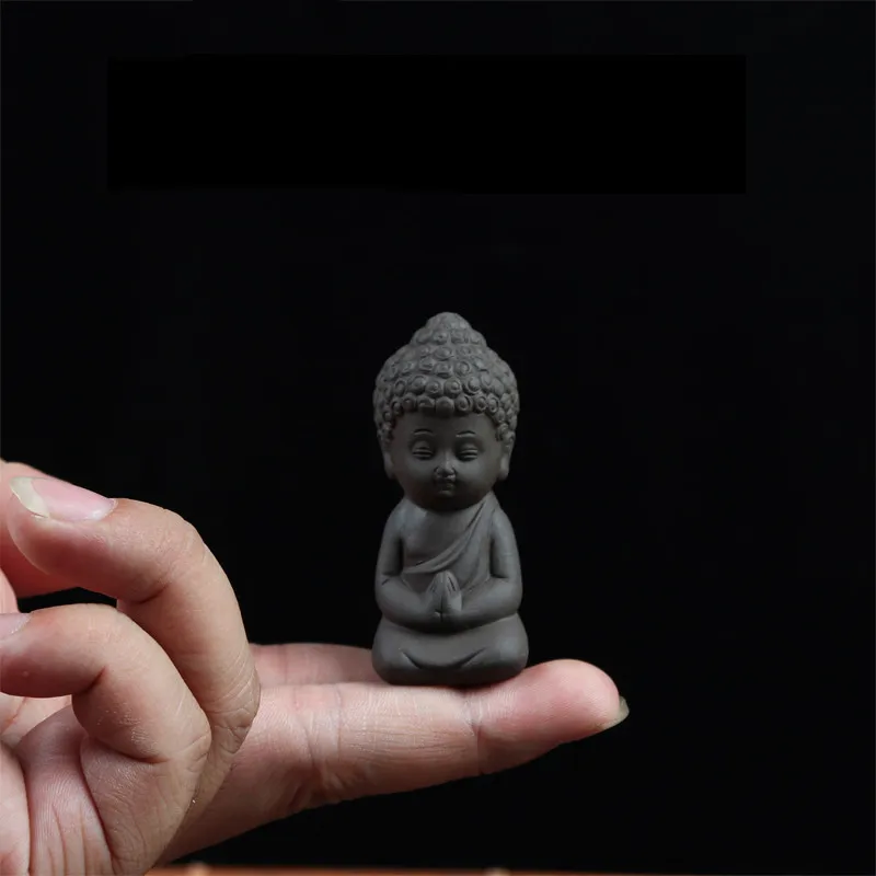 Zen Tea Tray Home Decor Mini Buddha Statue Tea Pet Garden Accessories Ceramic Figurine Feng Shui Sculpture Meditation Miniatures tea pet ornaments room decor statues