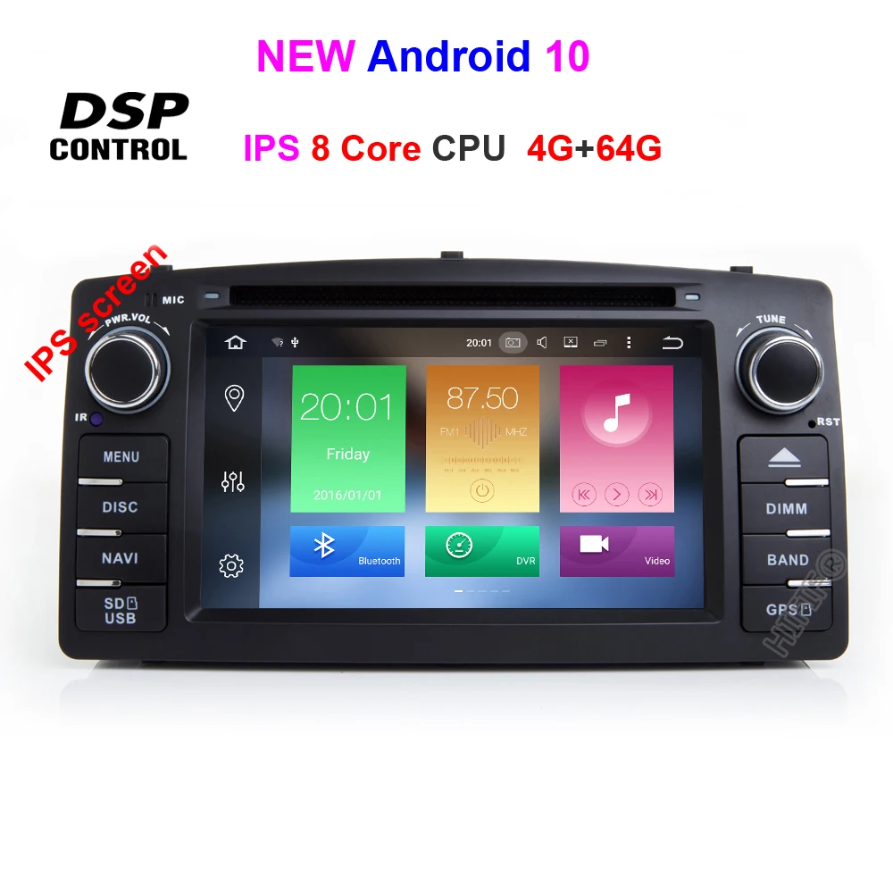 DSP 2 din Android 10 автомобильный dvd мультимедийный плеер gps Авторадио для TOYOTA Corolla E120 e 120 BYD F3 Автомобильный Радио стерео wifi - Цвет: Octa Core 4G 64G DSP