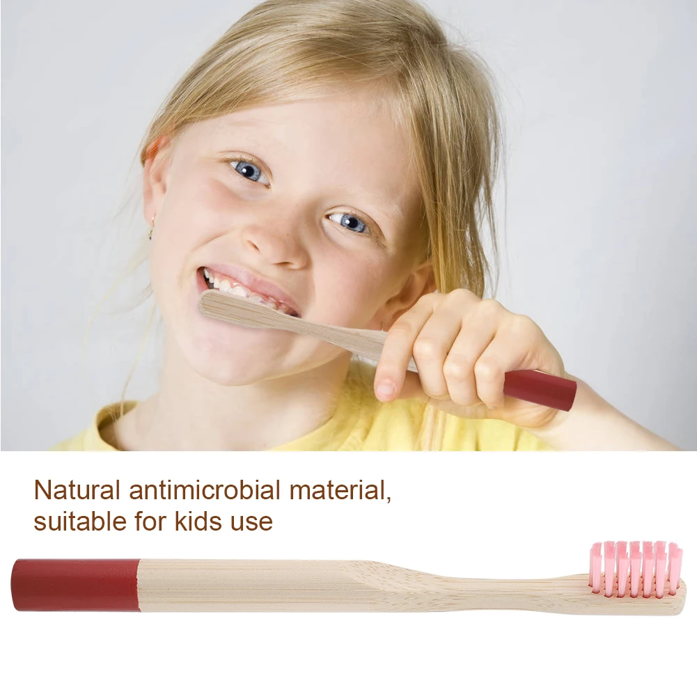 Детская мягкая щетка для волос, зубная щетка из экологически чистого бамбука, зубная щетка из мягкого волокна, зубная щетка с твердой бамбуковой ручкой, зубная щетка, 6 цветов