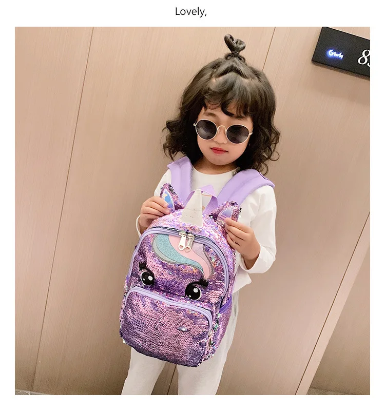 Милый мультяшный рюкзак для девочек, детские школьные сумки с блестками, рюкзак с единорогом, Большой Рюкзак Kawaii, школьные сумки для детей, рюкзак Mochila Mujer