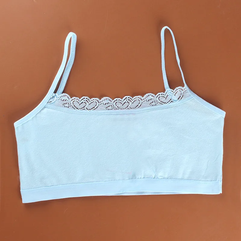 3Pc/Lot Young Girls Lace Puberty Teenage Soft Cotton Underwear Training Bra  Crop Top 8-14years