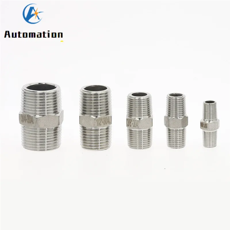 Pipe Fitting Hose Pipe Fitting Water Pipe Fitting 1/8-1" Male Thread Hex Nipple Union 304 Stainless Pipe Fitting Connector Coupler water oil air Thread Adapter