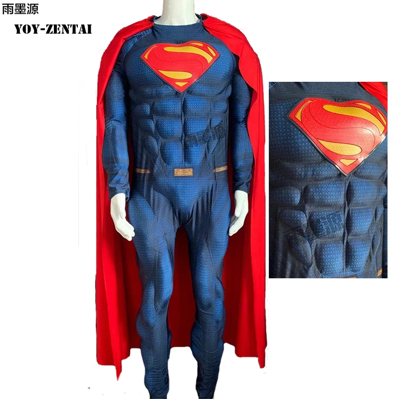 

YOY-ZENTAI High Quality Emobssed Muscle Padding Superman Cosplay COstume With New Logo muscle padding Man of Steel Costume