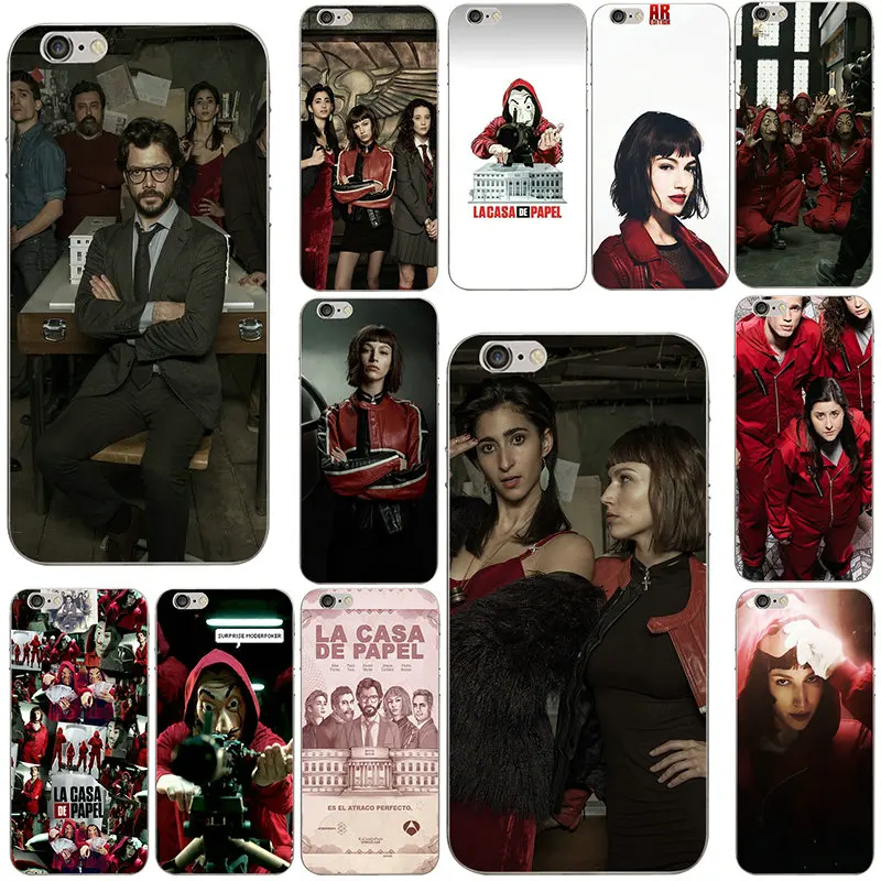 

Soft TPU Silicone Mobile Phone Cases for iPhone X XR XS Max 8 7 6S 6 Plus 5 5S SE 5C 4S 4 Shell TV The Paper House Money Heist