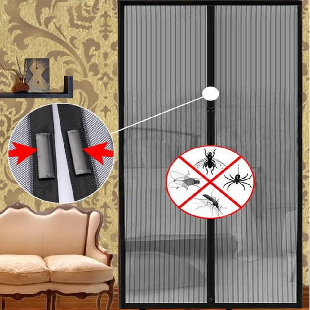 Летняя магнитная сетка против комаров насекомых муха занавес Автоматическая закрывающая дверь экран кухонная занавеска 5 размер Прямая