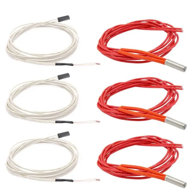 

NTC 3950 100K Thermistor with 1M Wiring + Female Pin Head & 24V 40W 620 Ceramic Cartridge Heater for 3D Printer Heatbed /Hot End
