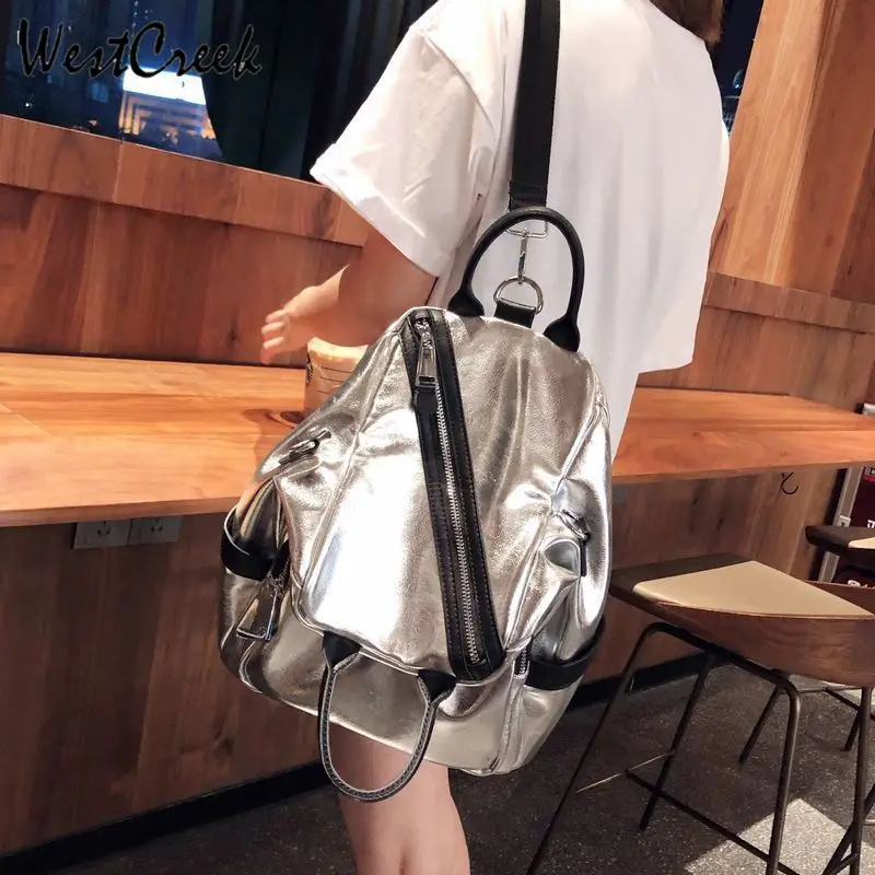 Роскошный брендовый женский рюкзак из натуральной кожи, кошелек, рюкзак для путешествий, серебряные школьные сумки, высокое качество, сумка для книг