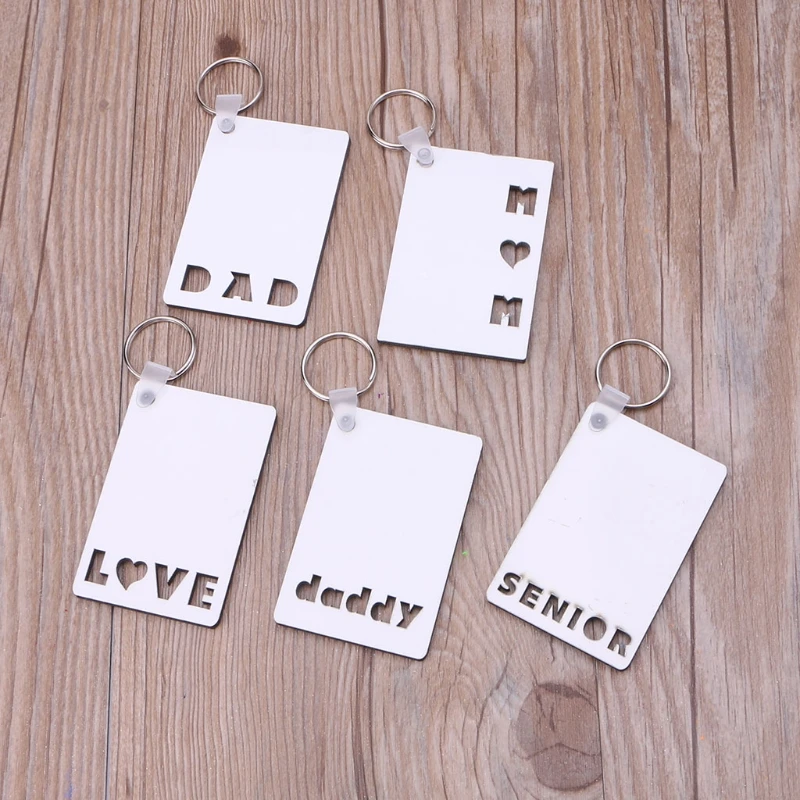 12 Sublimation Wooden Hard Board Key Rings Double Printable Blank MDF Key  Chains 